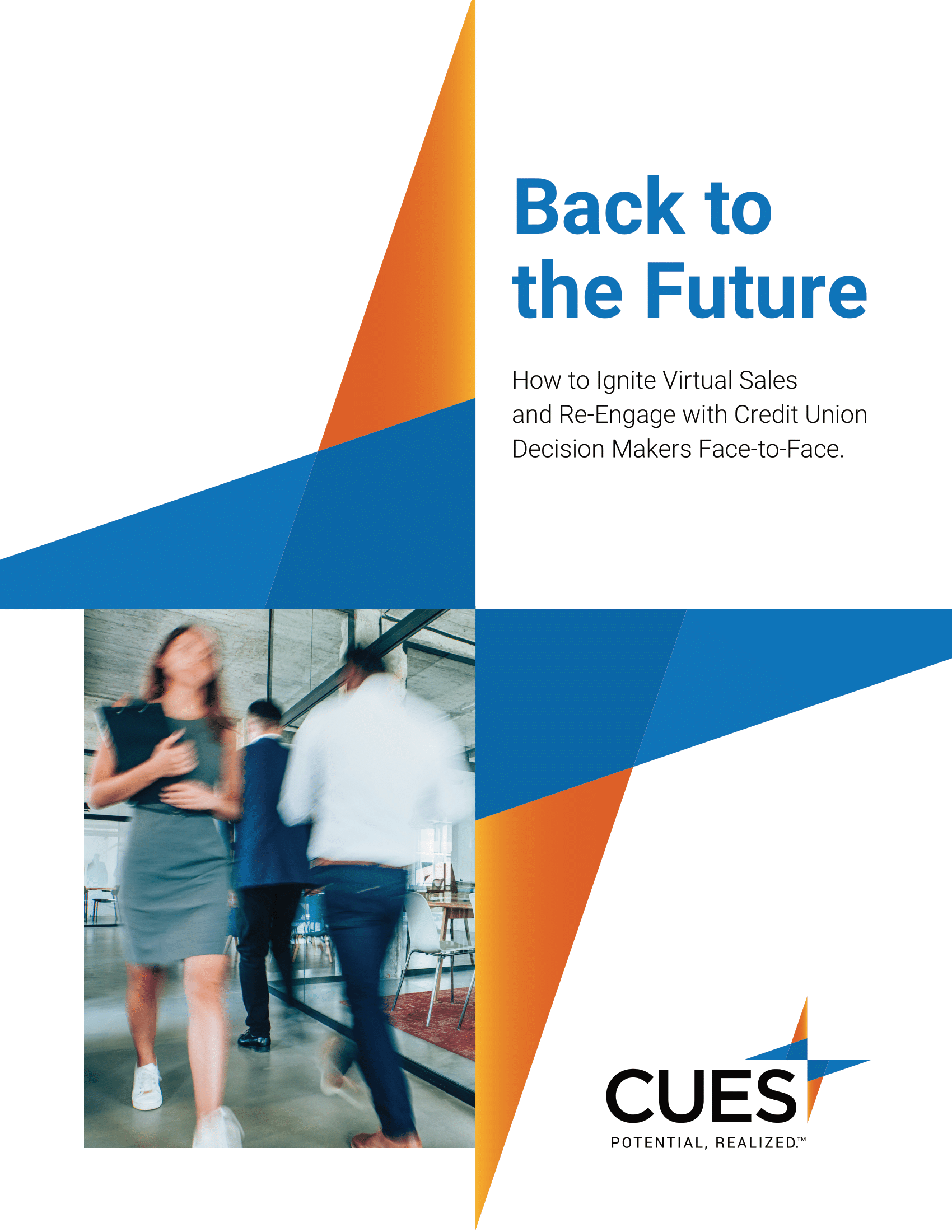 Business people walking, "Back to the Future" poster.