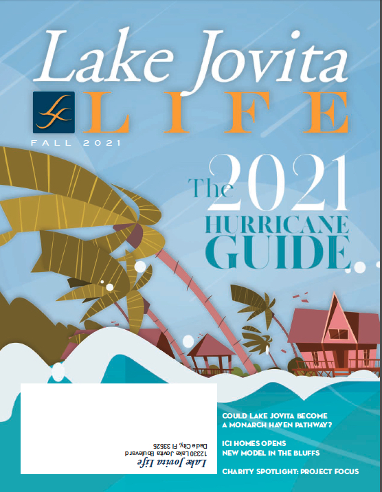 Lake Jovita Life magazine cover, fall 2021 hurricane guide.