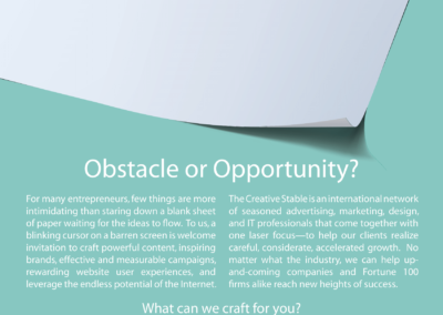 Promotional Postcard, The Creative Stable