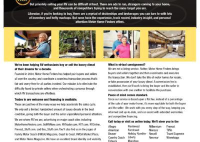 Promotional Mailer – Motor Home Finders
