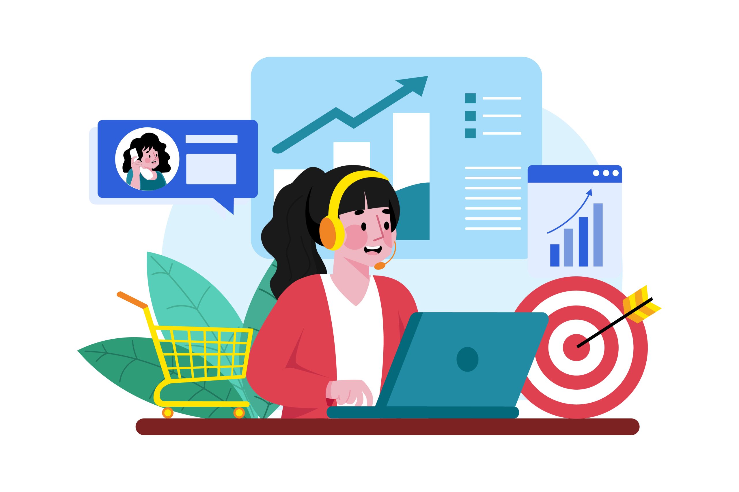 Sales person with a headset