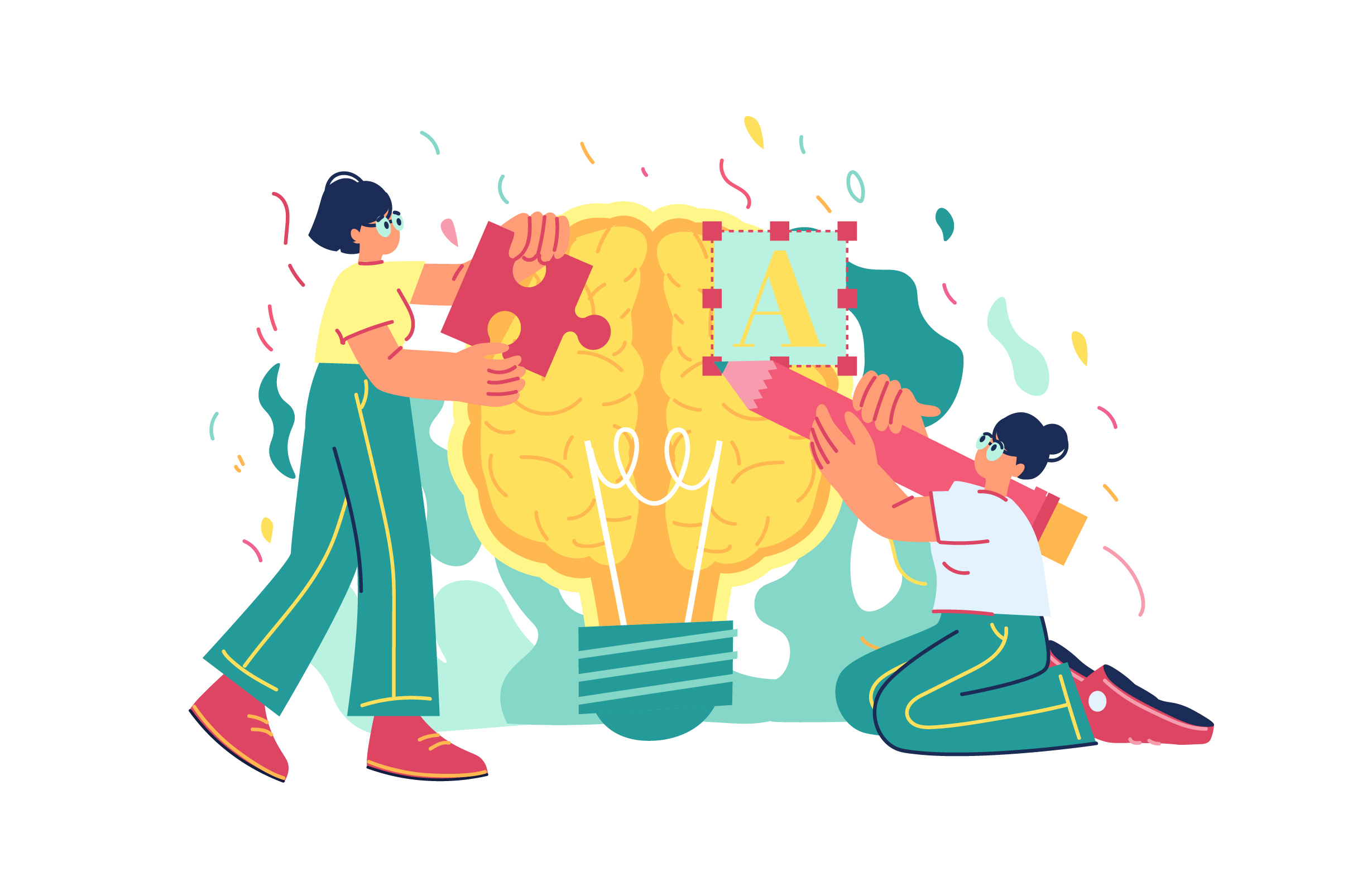 Illustration of people crafting a strategic creative idea