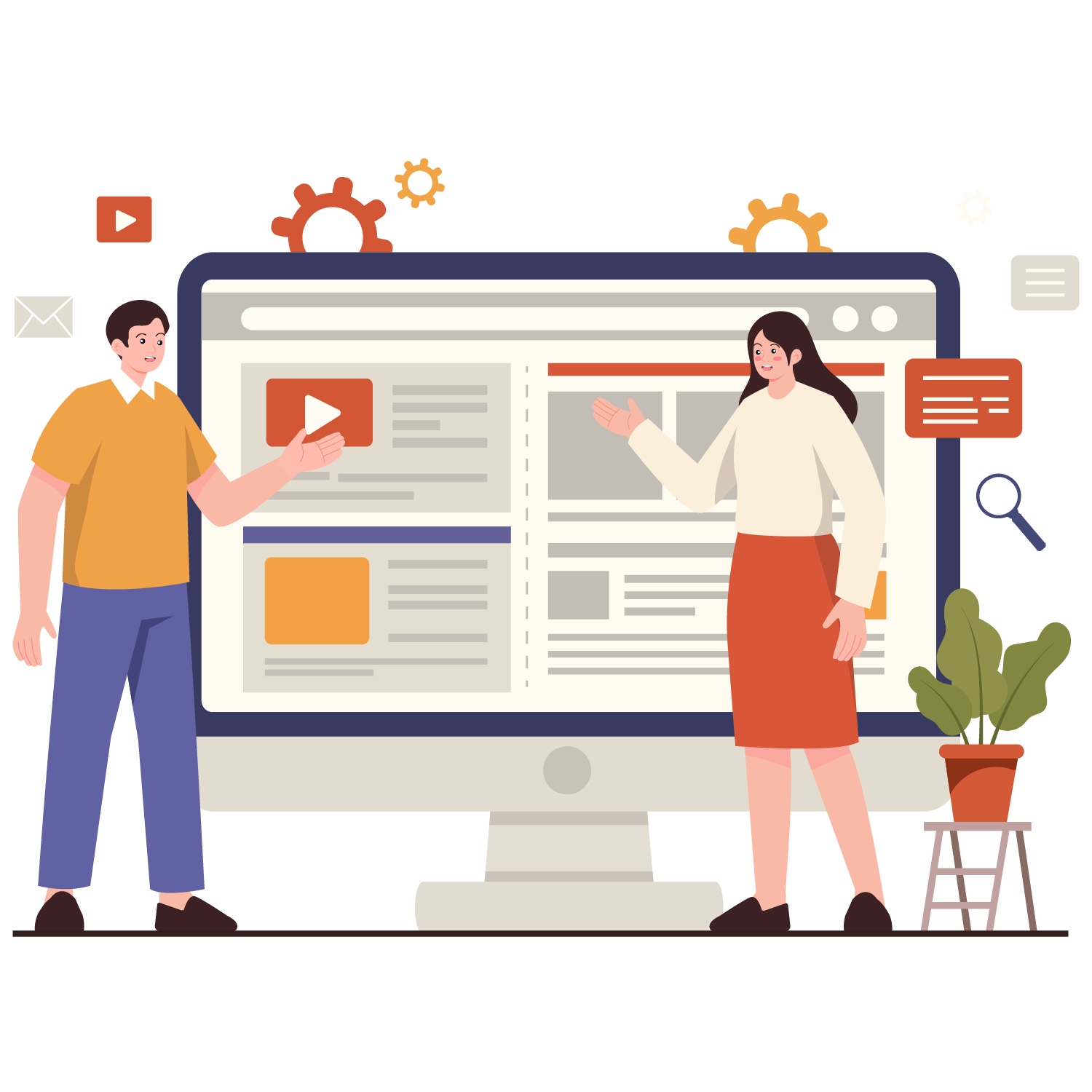 Illustration of content marketing team